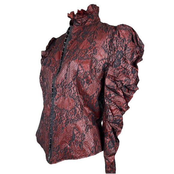 XL Vintage lip service vice Victorian Jacket Cyberpunk Goth Vampire Snake Print - Picture 2 of 5